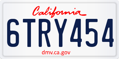 CA license plate 6TRY454
