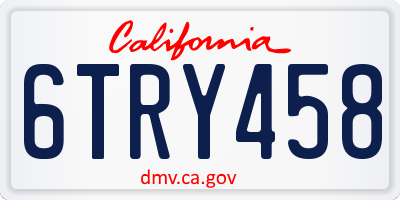CA license plate 6TRY458