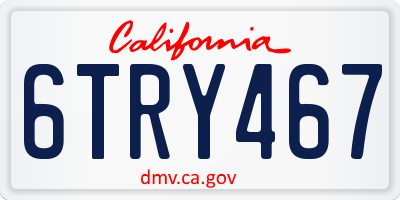 CA license plate 6TRY467