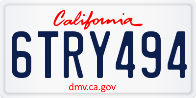 CA license plate 6TRY494