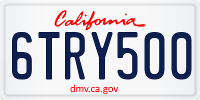 CA license plate 6TRY500