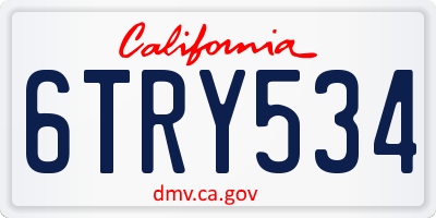 CA license plate 6TRY534