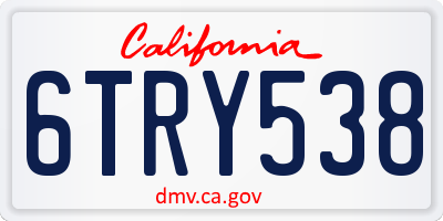 CA license plate 6TRY538
