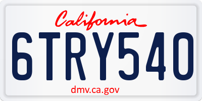CA license plate 6TRY540