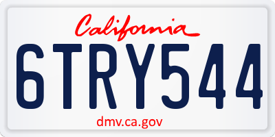 CA license plate 6TRY544