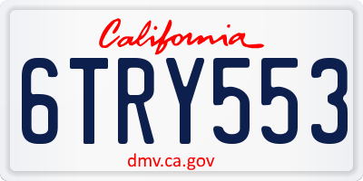 CA license plate 6TRY553