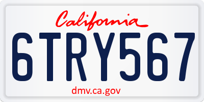 CA license plate 6TRY567