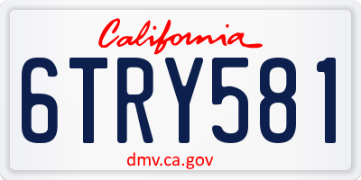 CA license plate 6TRY581