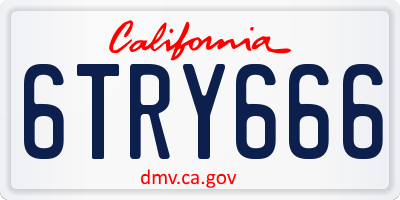 CA license plate 6TRY666