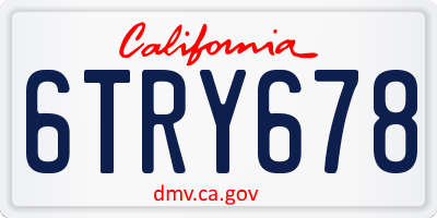 CA license plate 6TRY678
