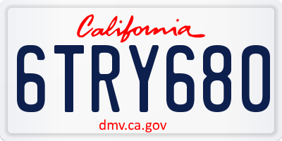 CA license plate 6TRY680