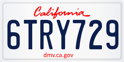 CA license plate 6TRY729