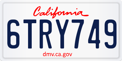 CA license plate 6TRY749