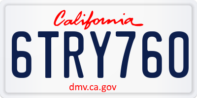 CA license plate 6TRY760