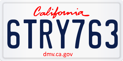 CA license plate 6TRY763