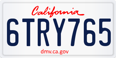 CA license plate 6TRY765
