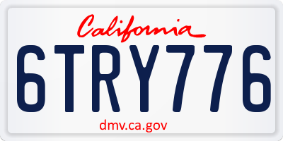 CA license plate 6TRY776