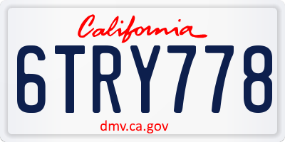 CA license plate 6TRY778