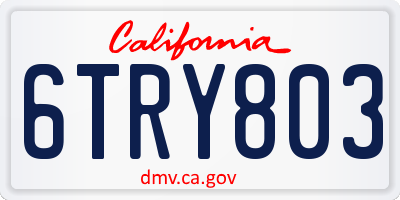 CA license plate 6TRY803