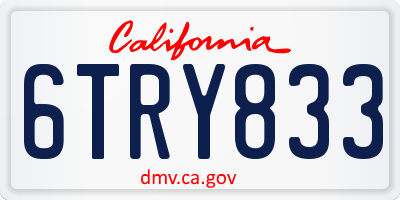 CA license plate 6TRY833