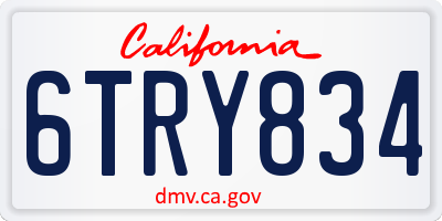 CA license plate 6TRY834