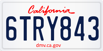 CA license plate 6TRY843