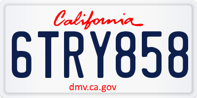 CA license plate 6TRY858