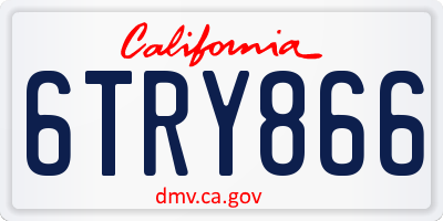 CA license plate 6TRY866