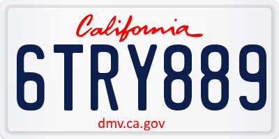 CA license plate 6TRY889