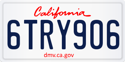 CA license plate 6TRY906