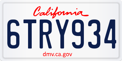 CA license plate 6TRY934