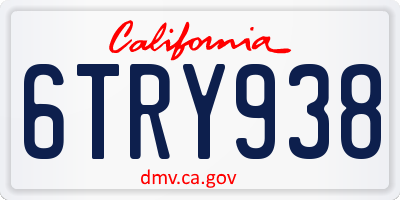 CA license plate 6TRY938