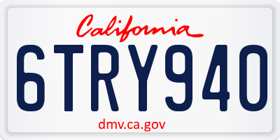 CA license plate 6TRY940