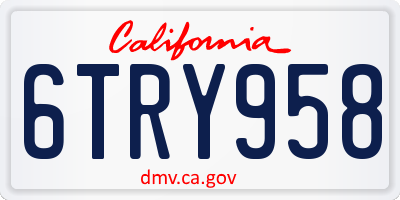 CA license plate 6TRY958