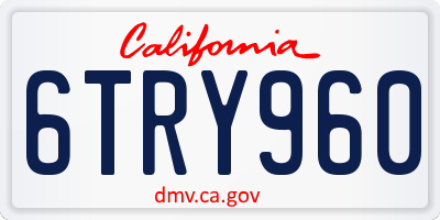 CA license plate 6TRY960