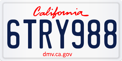 CA license plate 6TRY988
