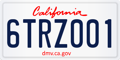 CA license plate 6TRZ001