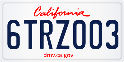 CA license plate 6TRZ003