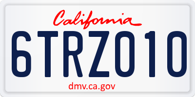 CA license plate 6TRZ010