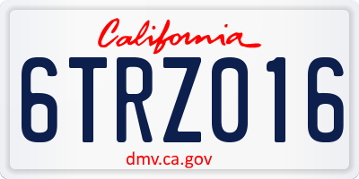 CA license plate 6TRZ016