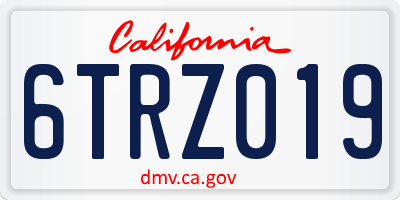 CA license plate 6TRZ019