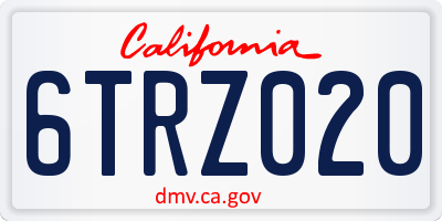 CA license plate 6TRZ020