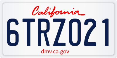 CA license plate 6TRZ021