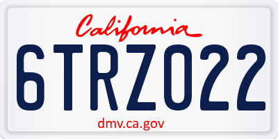 CA license plate 6TRZ022