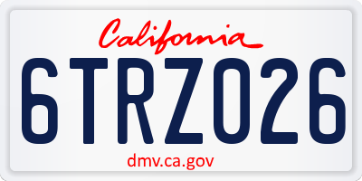 CA license plate 6TRZ026