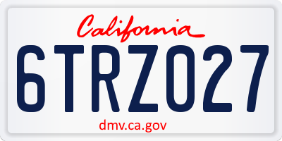 CA license plate 6TRZ027