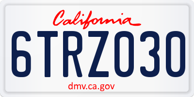 CA license plate 6TRZ030