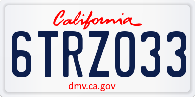 CA license plate 6TRZ033