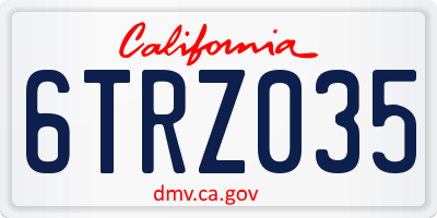 CA license plate 6TRZ035