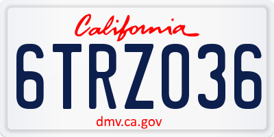 CA license plate 6TRZ036